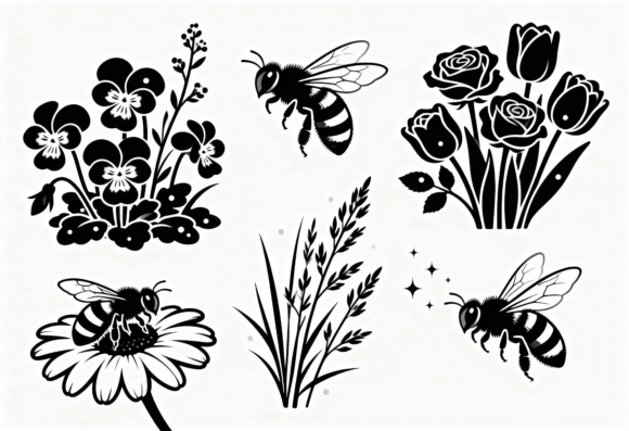 Black Bee Flower Floral SVG Cut File Review