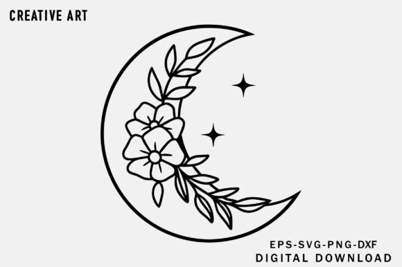Flowers Moon Svg Design Review for Embroidery Projects