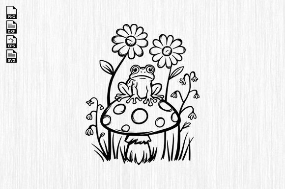 Frog with Mushroom Svg, Frog Floral Svg Review