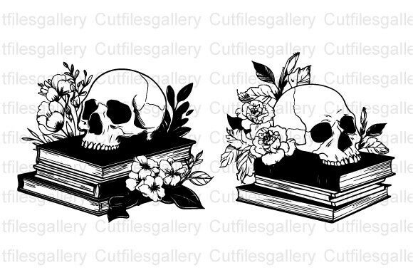 Skull on Stack of Books with Flowers SVG Review