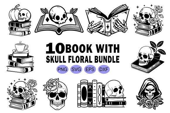 Skull with Books Floral Svg Bundle Review